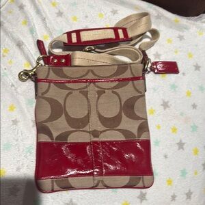 Coach Red and Tan Crossbody Bag